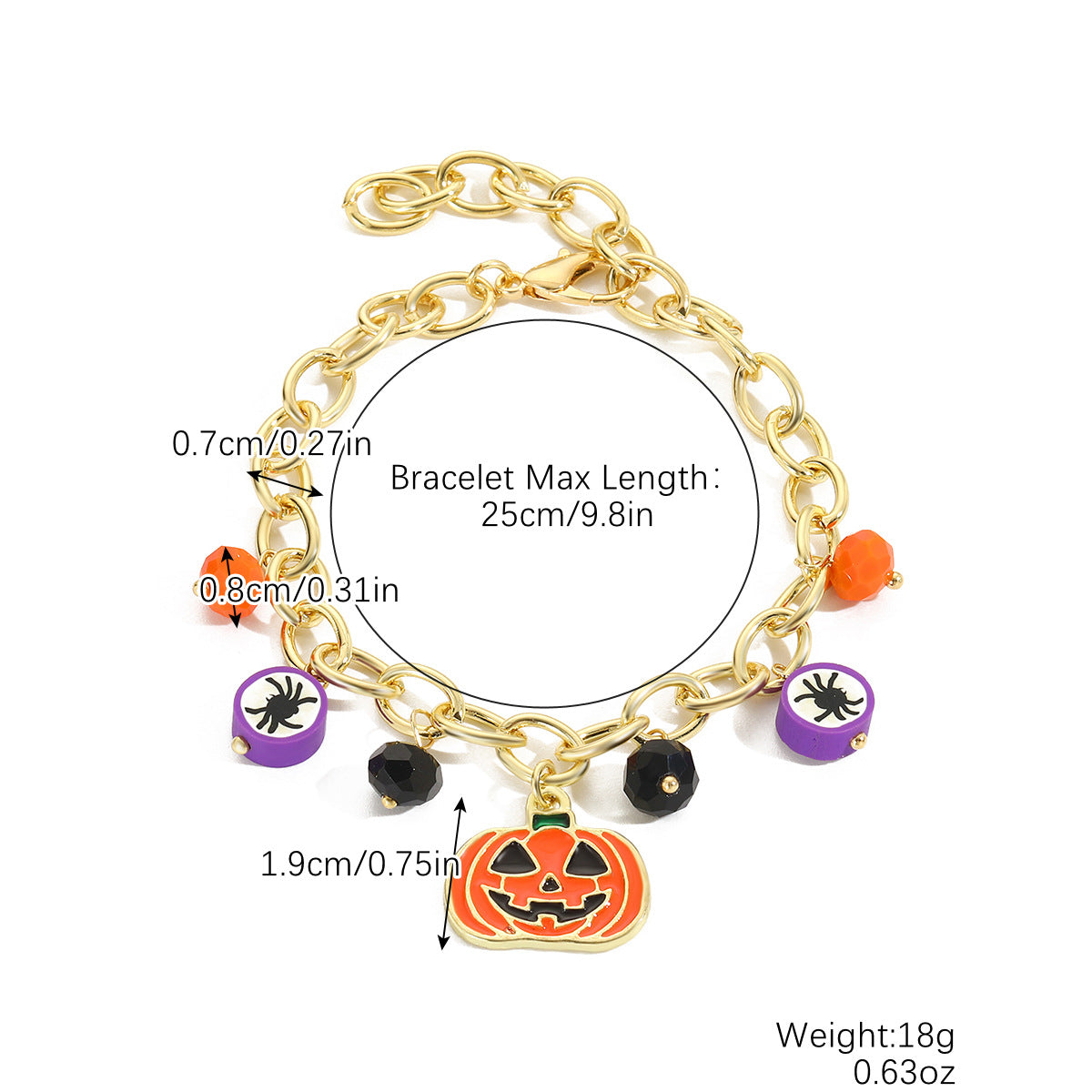 Yellow Red Pumpkin Skull Pendant Halloween Bracelet