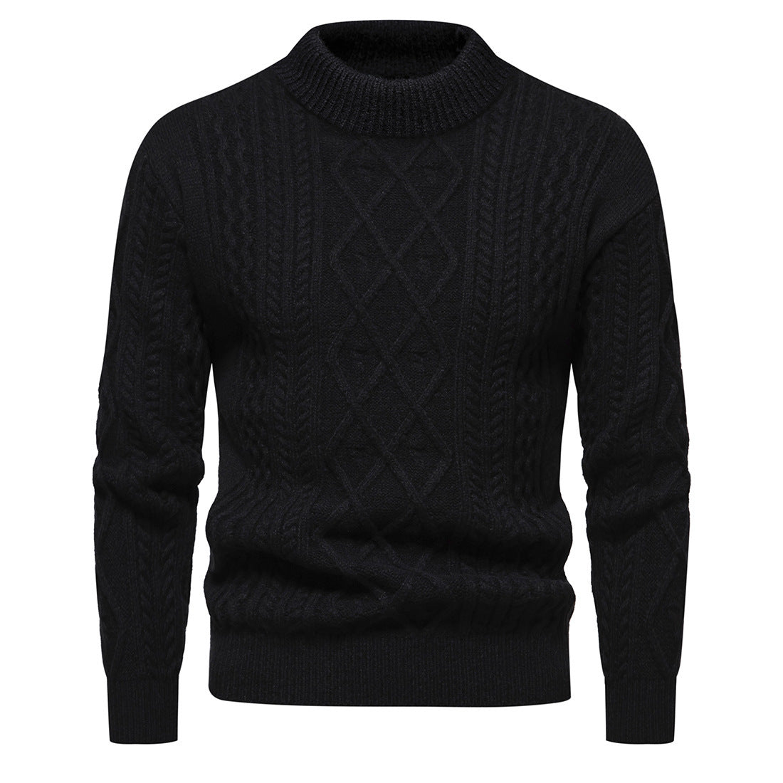 Men's Solid Color Round Neck Sweater Bottoming Shirt