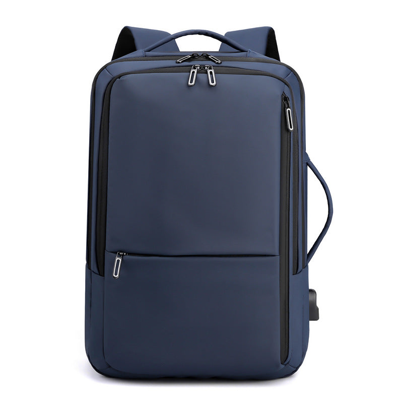 Men's Solid Color Business Lightweight Expansion Computer Backpack