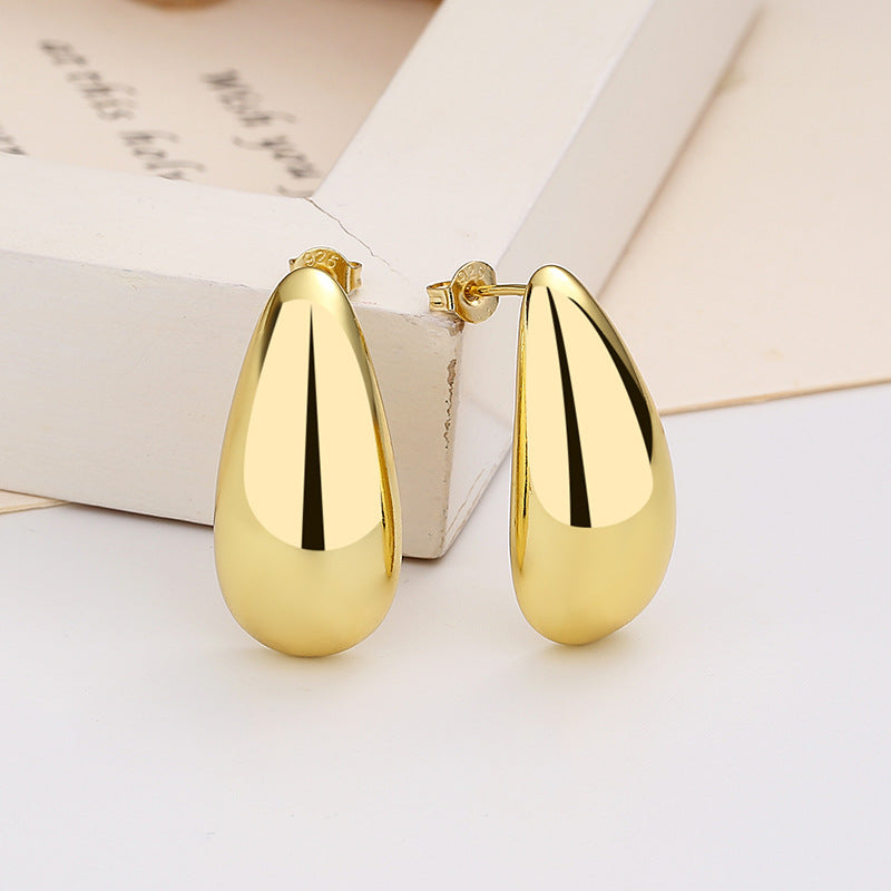 Water Drop Glossy 16k Real Gold Plating Earrings