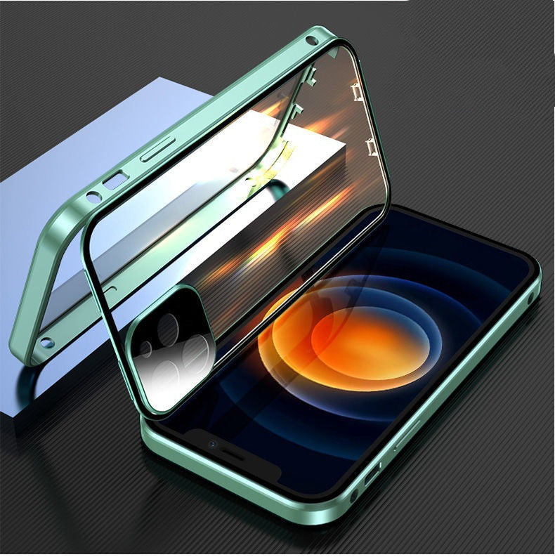 Double-Sided Glass Phone Case with Metal Frame - Snap-On Design