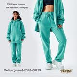 Fleece-lined Thick Loose Solid Color Sweatpants