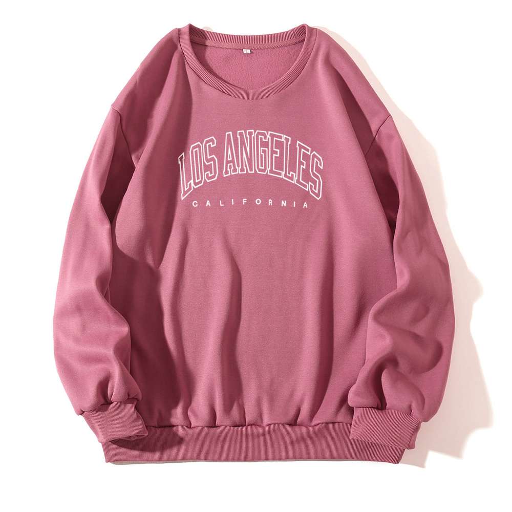 Letter Print Crew Neck Pullover Sweatshirt - Minihomy