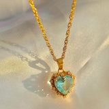 Colorful Rhinestones Heart-shaped Necklace - Love Gold Clavicle Chain - Minihomy