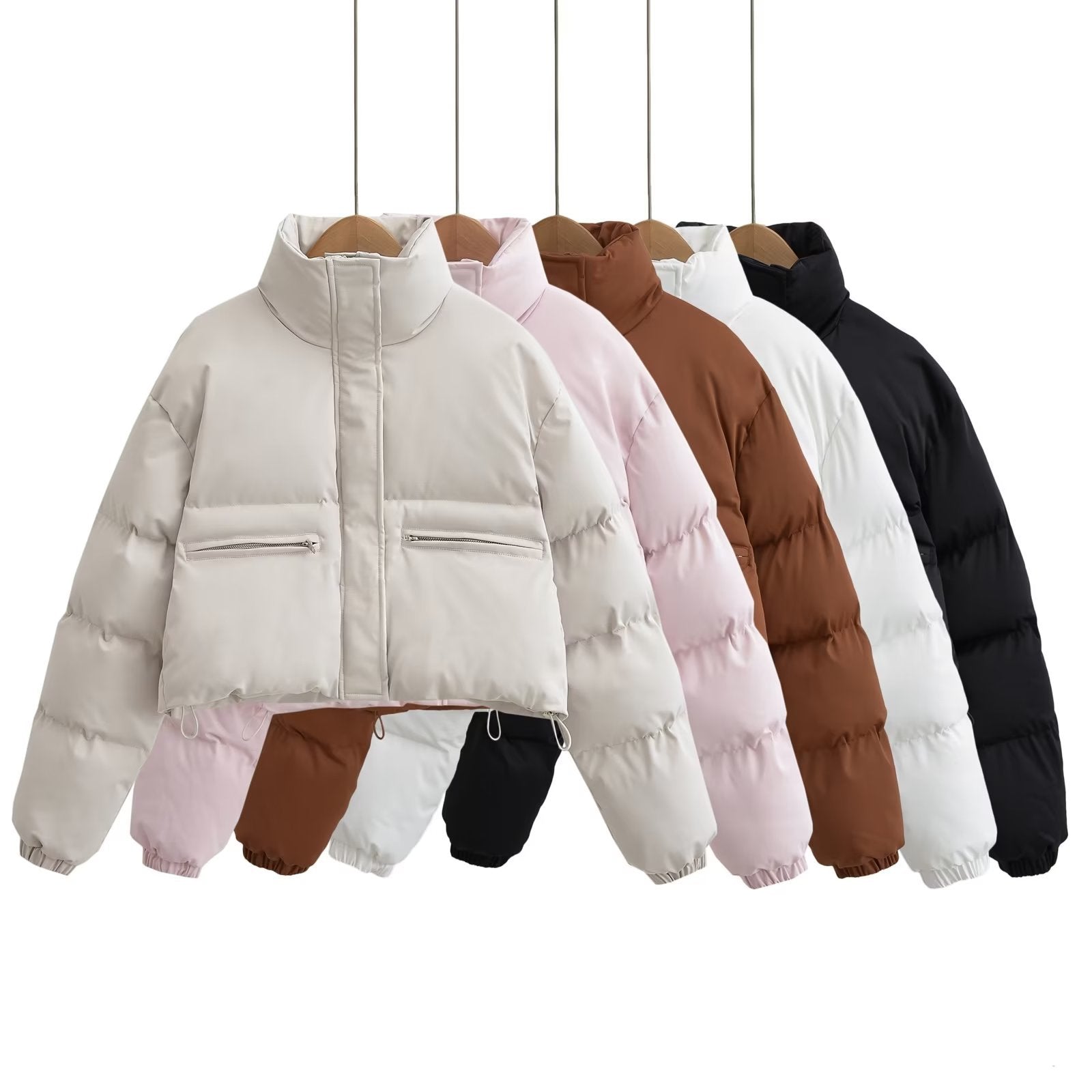 Stand Collar Zipper Short Down Coat Winter Thermal Cotton Coat