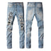 High Street Worn Out Wash Paint Splashing Perforated Jeans - Minihomy