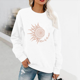 Fun Printed Long Sleeve Hoodless Round Neck Sweatshirt