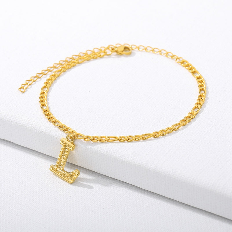 Initial Gold Letter Anklet Alphabet Pendants Jewelry - Minihomy