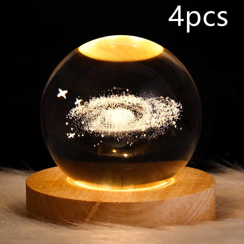 LED Night Light Galaxy Crystal Ball Table Lamp - 3D Planet Moon Lamp for Bedroom Home Decor