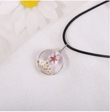 Dried Flower Starry Time Gemstone Necklace - Glass Bead Elegance - Minihomy