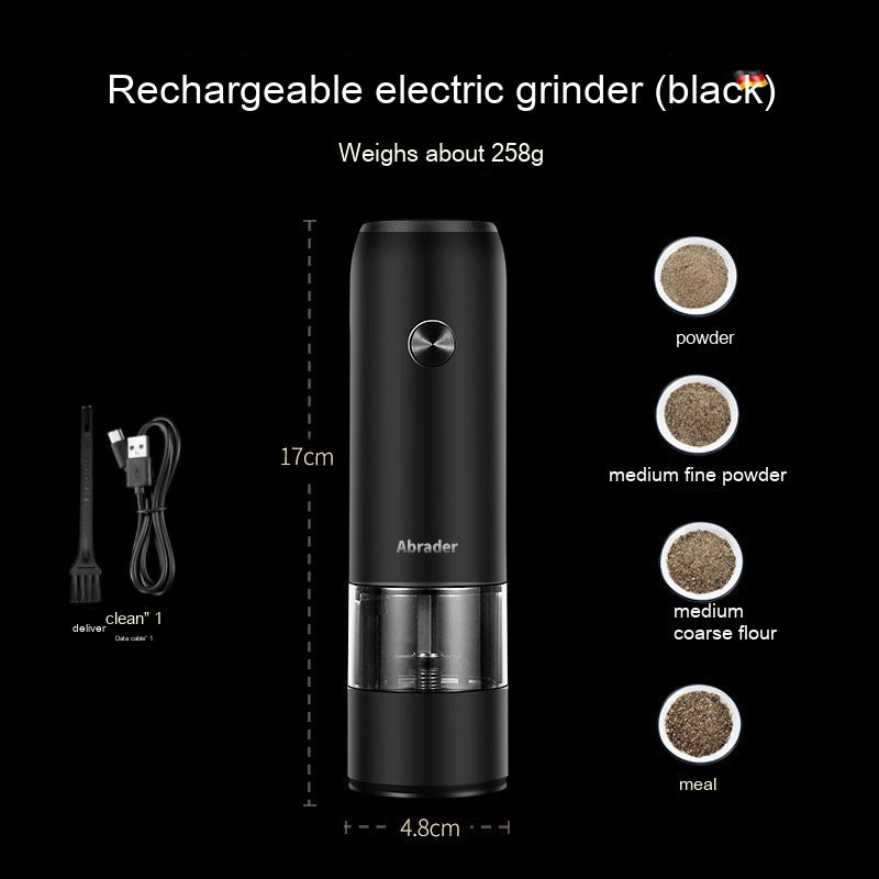 Rechargeable Electric Pepper and Salt Grinder Set - One-Handed Automatic Grinder with Adjustable Coarseness