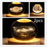 LED Night Light Galaxy Crystal Ball Table Lamp - 3D Planet Moon Lamp for Bedroom Home Decor