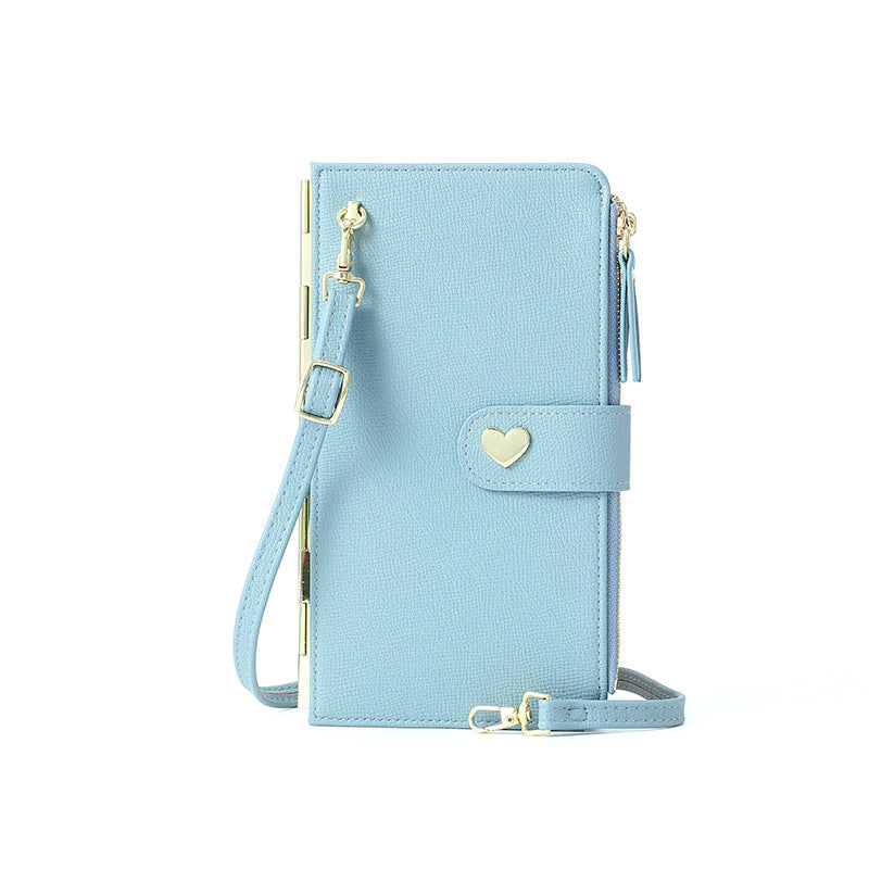 Mobile Phone Bags With Transparent Touch Screen Love Buckle Long Wallet Women Multifunctional Crossbody Shoulder Bag