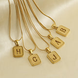 Alphabet Necklace 26 Letters Hollow Out Square 18K Necklace Fashion Jewelry - Minihomy