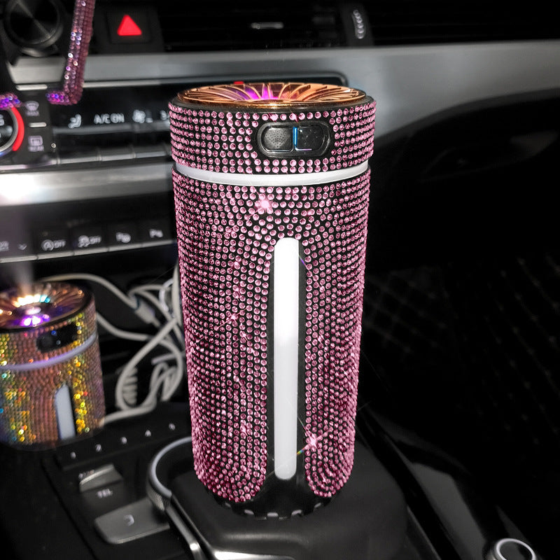 Luxury Diamond Car Humidifier: LED Light, Air Purifier, Aromatherapy Diffuser, Car Accessories - Minihomy