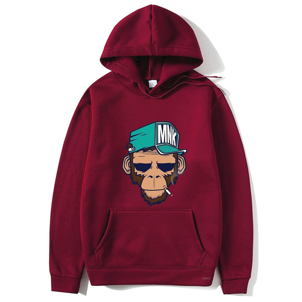 Monkey Printed Men's Hoodie Leisure Warm Sweatshirt