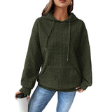 Waffle Hoodie Women's Sports Sweatshirt Casual Long Sleeve Tops