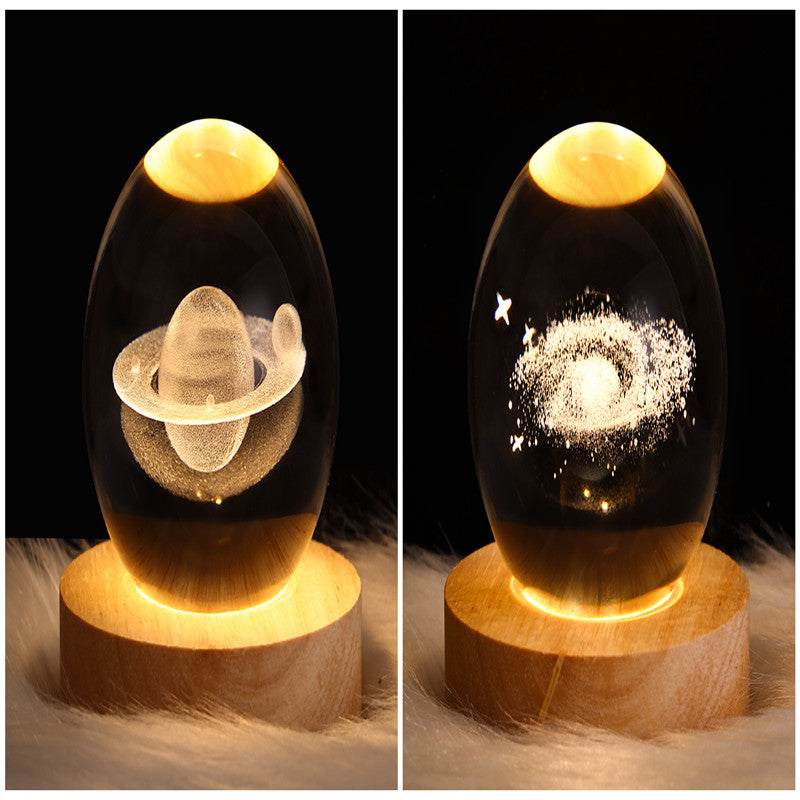 LED Night Light Galaxy Crystal Ball Table Lamp - 3D Planet Moon Lamp for Bedroom Home Decor