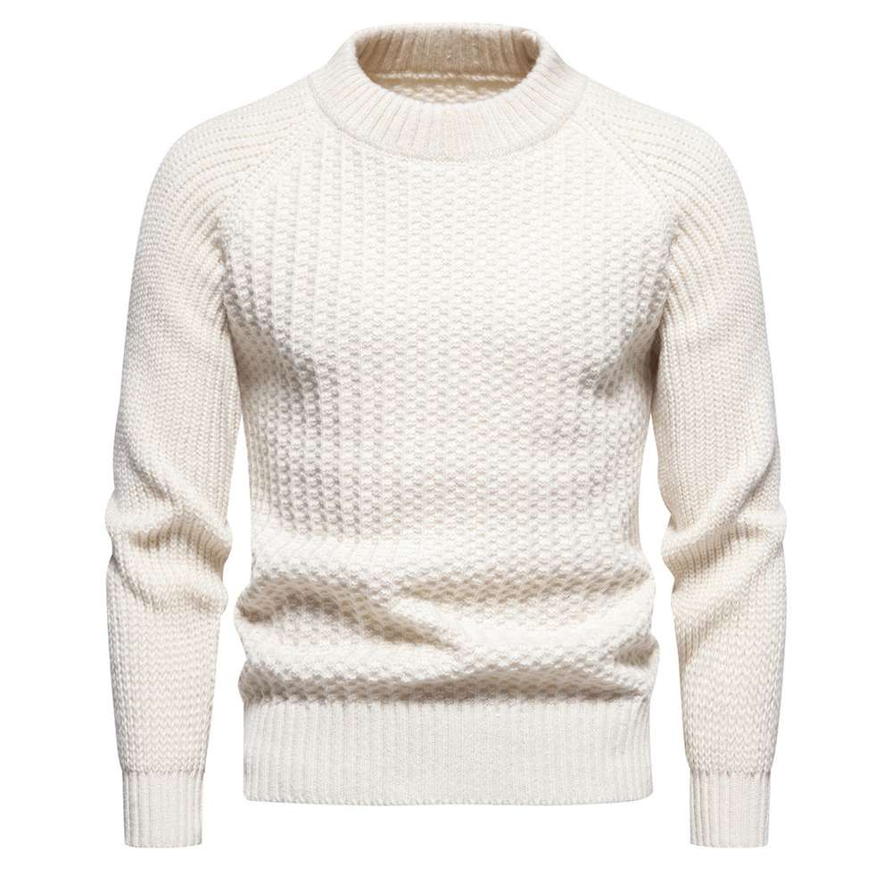 Men's Casual Loose Solid Color Round Neck Sweater - Minihomy