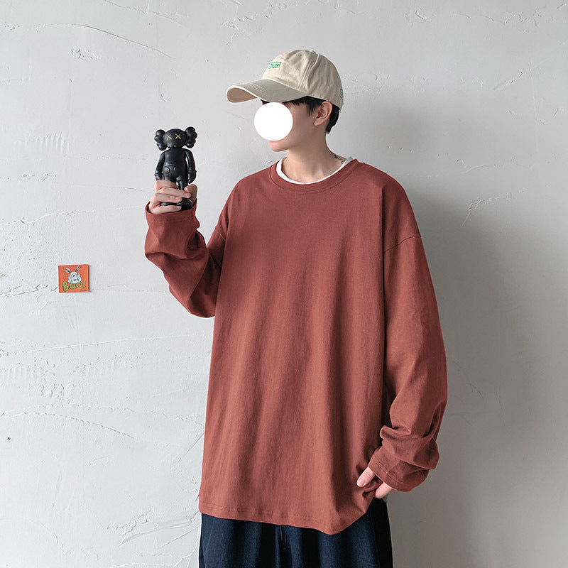 Legible Spring Autumn Long Sleeve T-shirts - Men's O-Neck Loose Fit