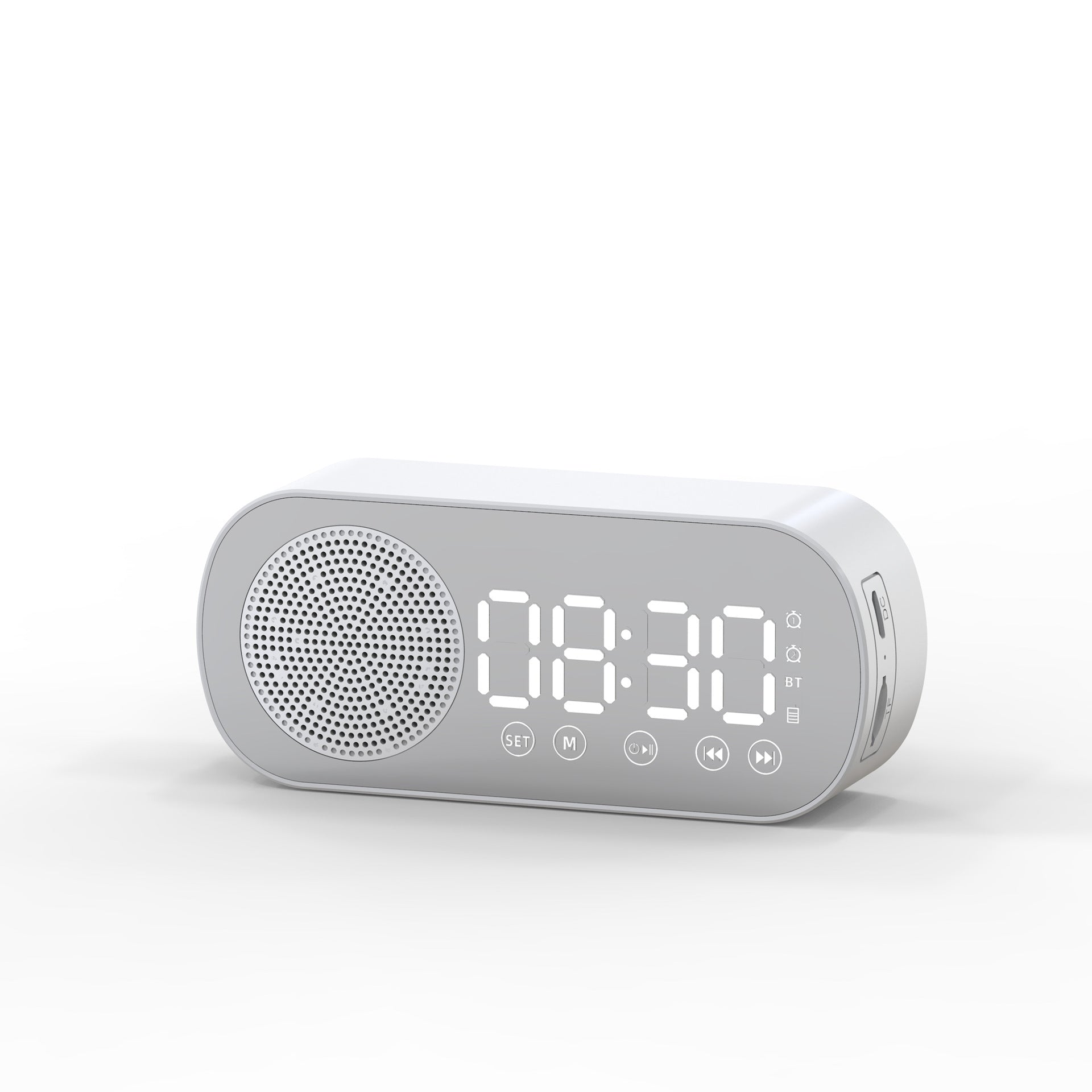 BT Music Alarm Clock Mirror with FM Radio and Phone Stand