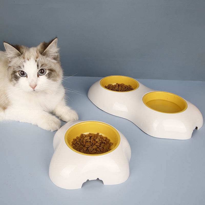 Cute Egg-Shaped Pet Bowl - Double Bowl Feeder for Dogs & Cats, Elevated Water & Food Bowl - Minihomy