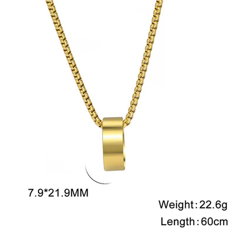 Titanium Steel Gold Plating Ring Pendant Necklace