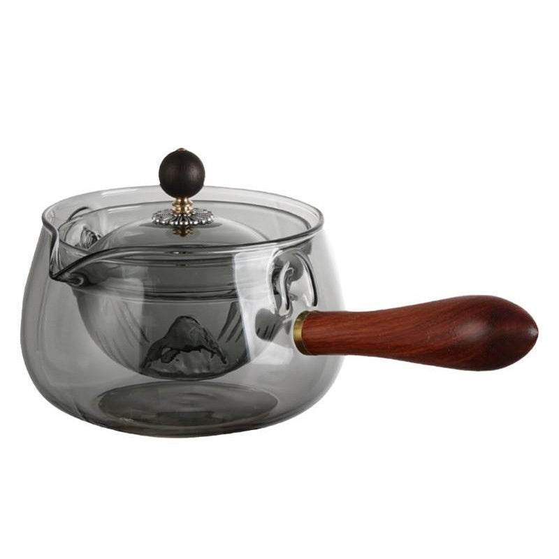 Lazy Tea Maker | Heat-Resistant Glass Teapot with Infuser & Wooden Handle - Minihomy