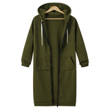 Hooded Long Sleeve Sweater Fleece Long Jacket