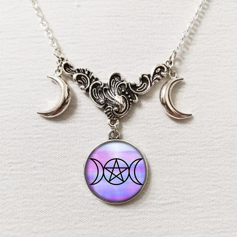 Triple Moon Silver Necklace