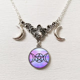 Triple Moon Silver Necklace