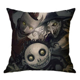 Linen Skull Halloween Pillow Cover