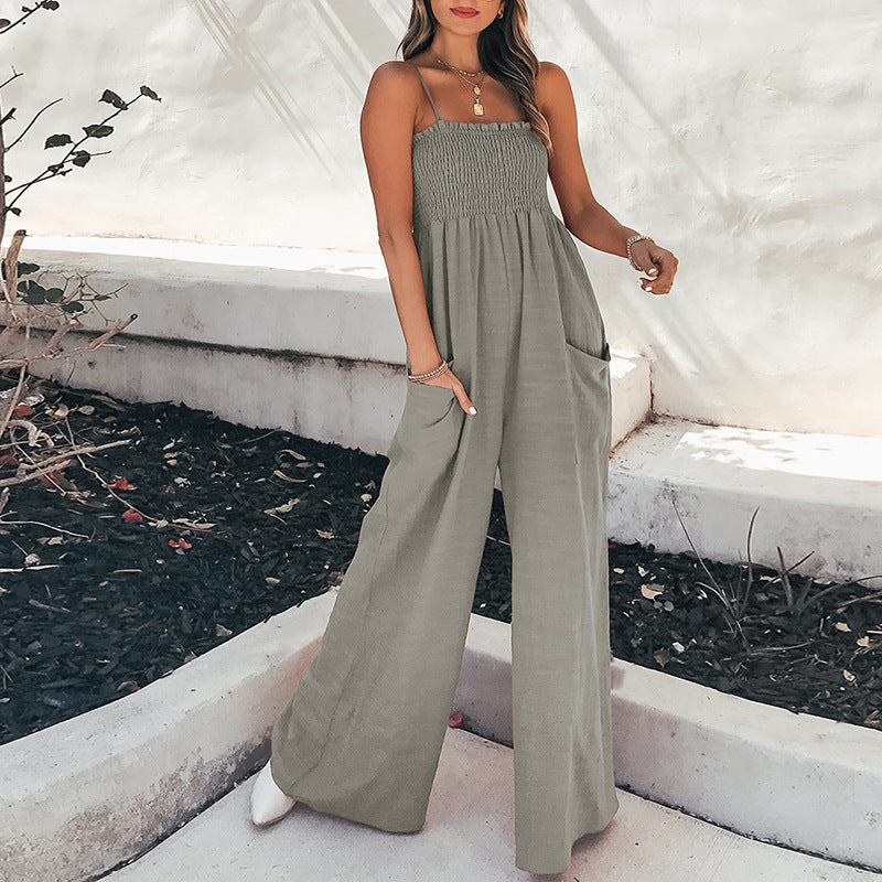 Women's Casual Fashion Solid Color Slim Jumpsuit