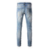 High Street Worn Out Wash Paint Splashing Perforated Jeans - Minihomy