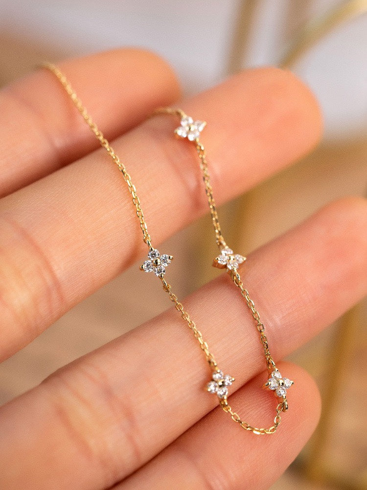 Female S925 Silver Plated 18K Gold Zircon Bracelet - Minihomy