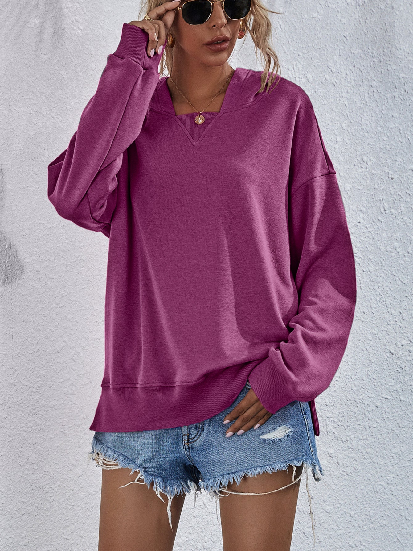 Women's Hoodie Sweatshirt Sports Casual Candy Color Long Sleeve Tops Clothes