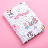 Cute Magnetic Buckle Notebook - Small White Bear & Hippo Design - Portable Journal for Girls - Minihomy