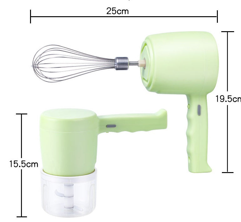 2-in-1 Electric Hand Mixer & Food Processor - Blender, Chopper, Frother, Beater, USB Rechargeable - Minihomy