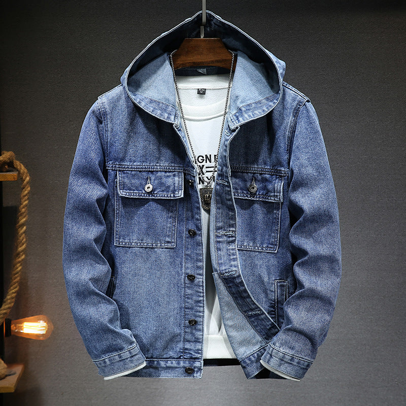 Hooded Denim Jacket Men's Spring - Minihomy