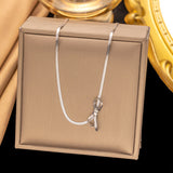 Gold Snake Chain Necklace with Bowknot Charm - Elegant Choker Jewelry for Women