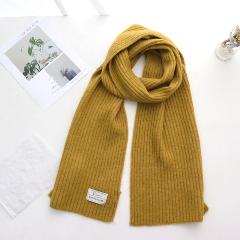 Short Knitted Plain Striped Scarves for Men and Women