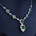 Noble Diamond Green Gem Evening Dress Chain Pendant Necklace Set - Minihomy