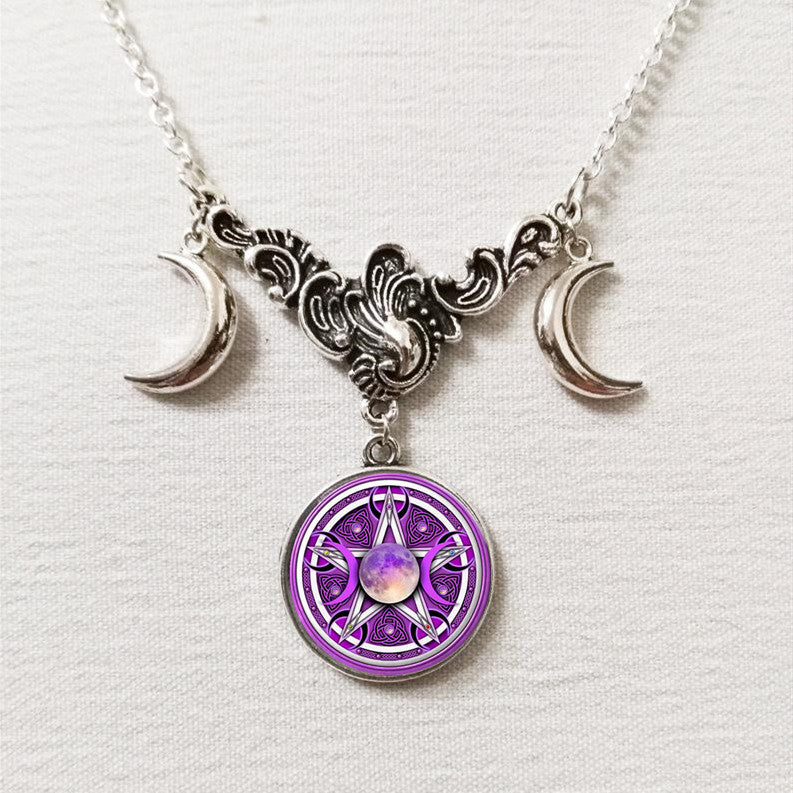 Triple Moon Silver Necklace