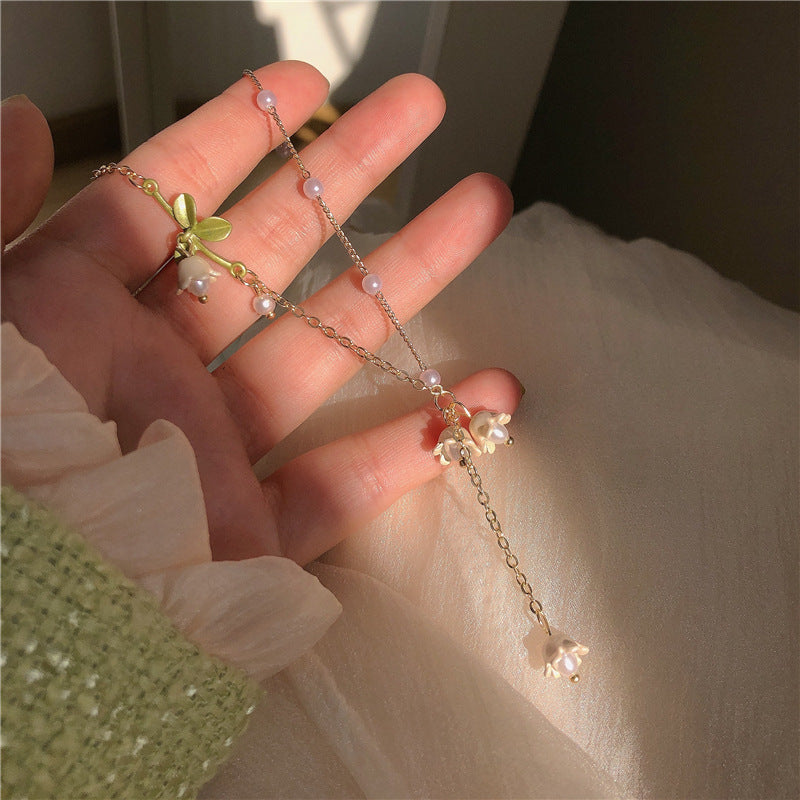 Lily Of The Valley Pearl Necklace White Fairy Flower Summer Gifts For Her - Minihomy