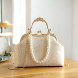 Women's Large-capacity Lace Clip Handbag