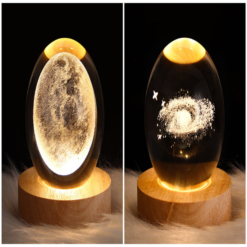 LED Night Light Galaxy Crystal Ball Table Lamp - 3D Planet Moon Lamp for Bedroom Home Decor