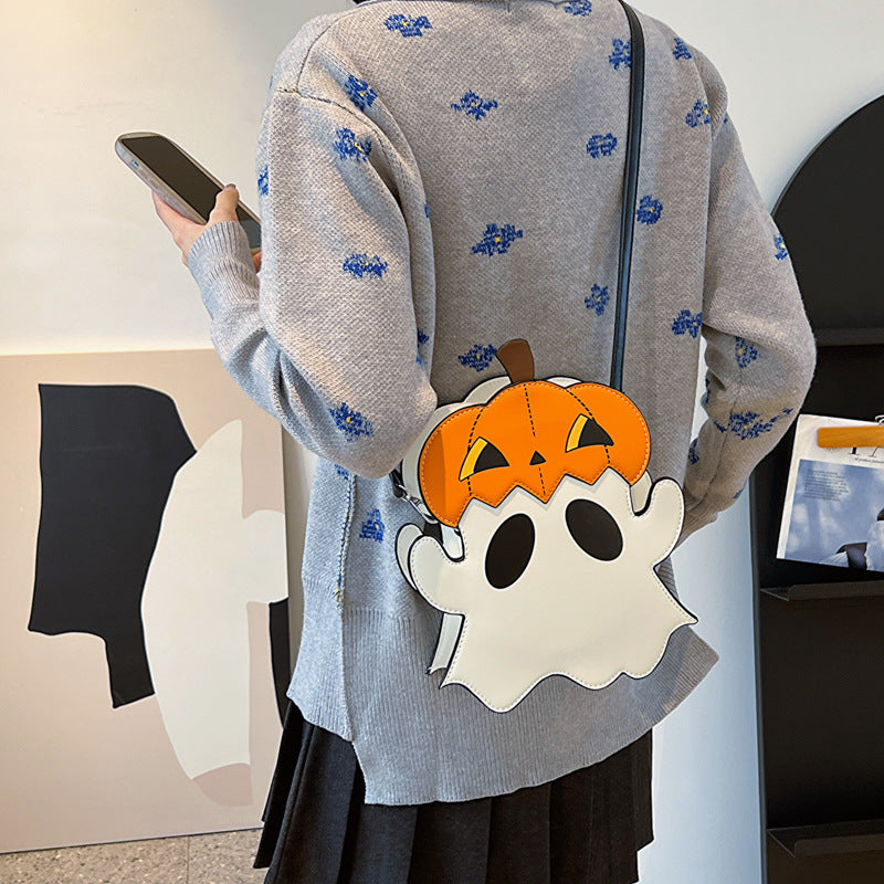 Halloween Shoulder Bags - Creative 3D Cartoon Pumpkin Ghost Design Cute Bags for Women - Minihomy