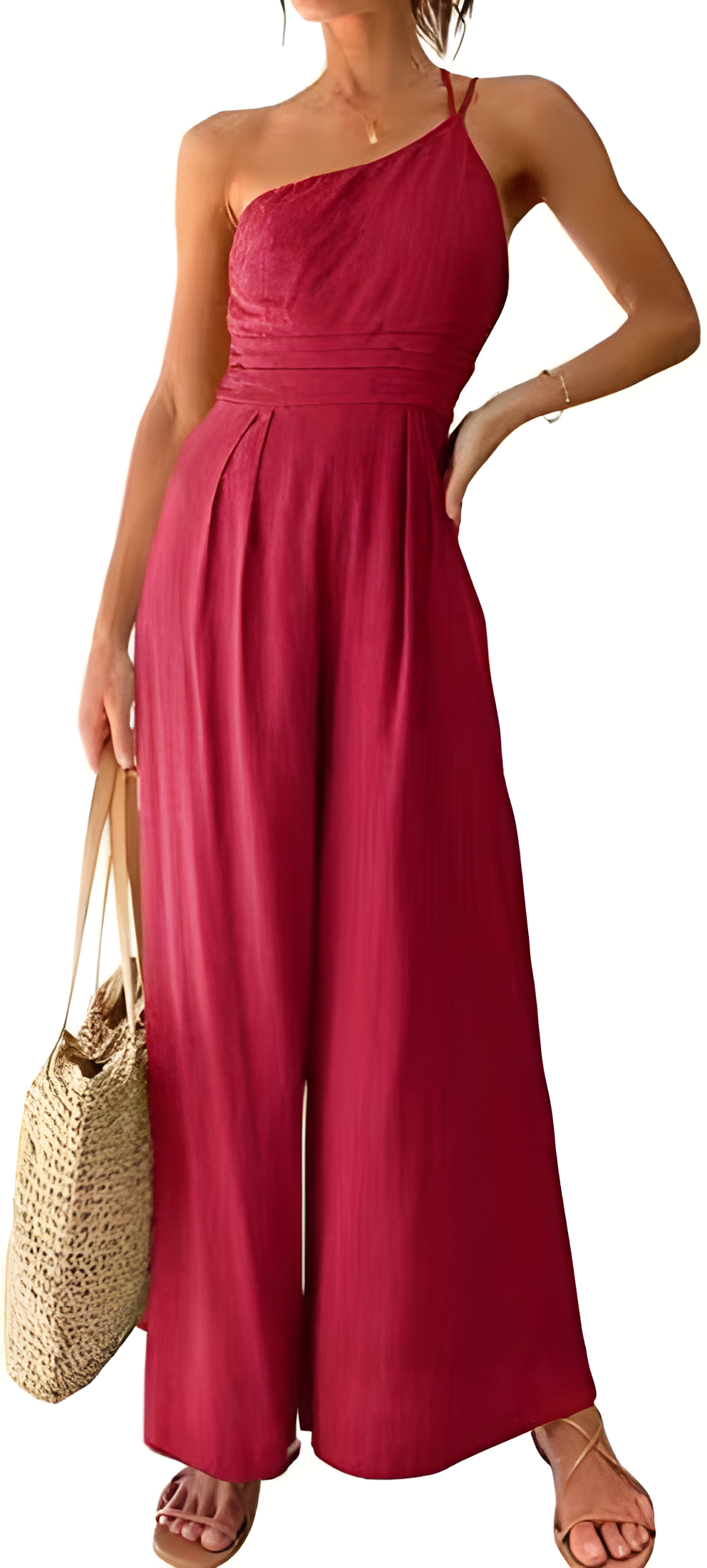 Solid Color Loose Wide-leg Cotton And Linen Jumpsuit