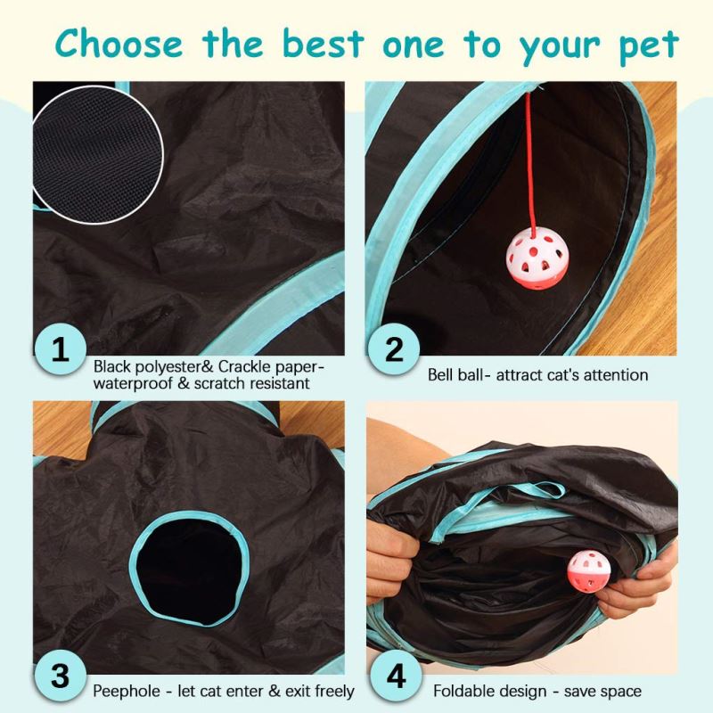 Foldable Pet Tunnel Multi-Channel Cat Dog Tent Indoor 2/3/4 5-Way - Minihomy