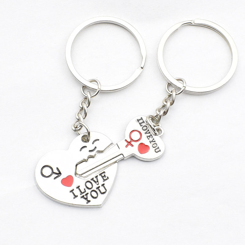 Heart-shaped Keychain English Secret Love Keychain Couple Keychain - Minihomy